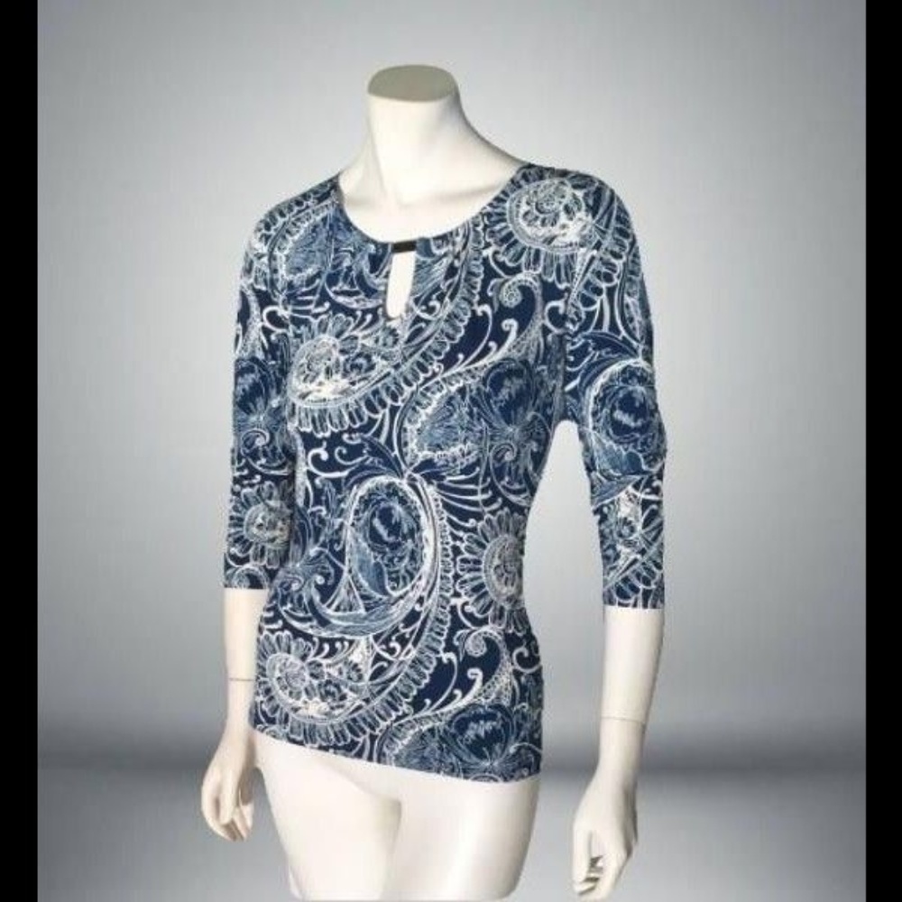 New York & Company Stretch Hardware Accent Top S